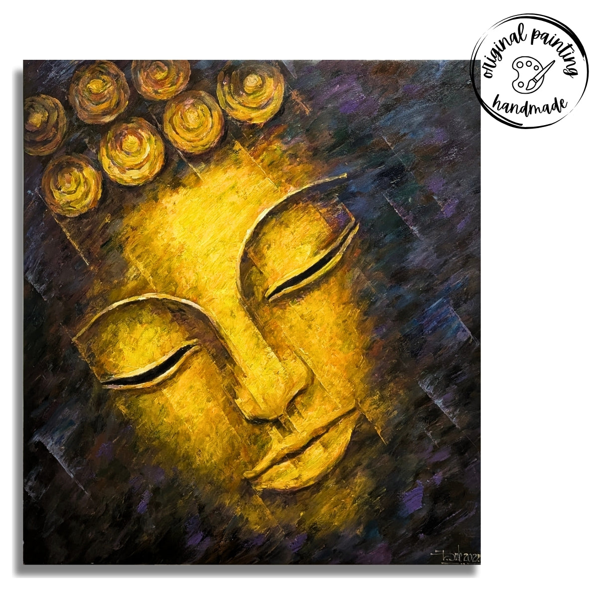 Lord Buddha in Gold (Canvas Oil Painting - 80X80 cm)