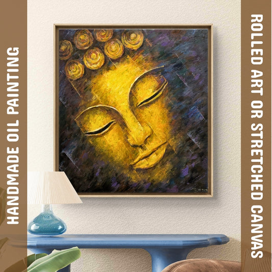 Lord Buddha in Gold (Canvas Oil Painting - 80X80 cm)