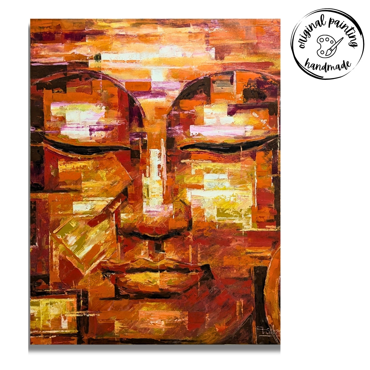 Lord Buddha in Mosaic (Canvas Oil Painting - 80X100 cm)