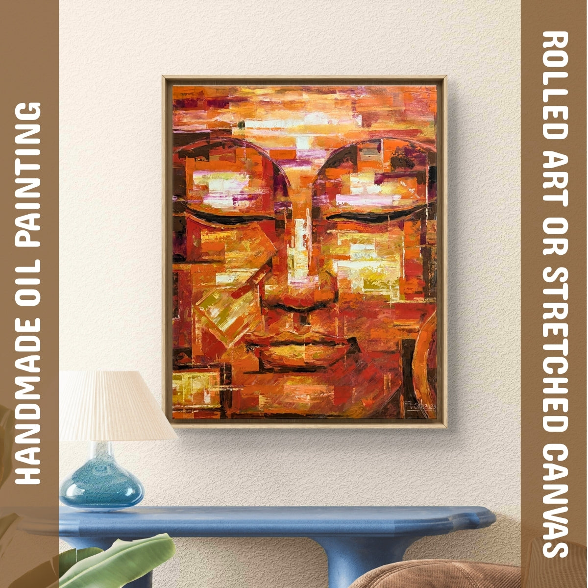 Lord Buddha in Mosaic (Canvas Oil Painting - 80X100 cm)