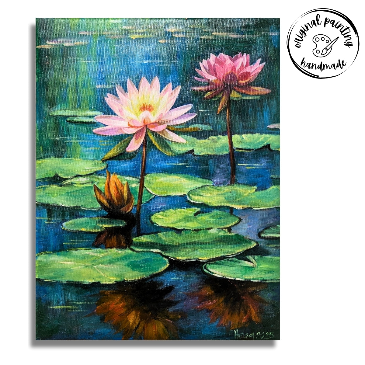 Lotus Pond Stillness (Canvas Oil Painting - 30X40 cm)