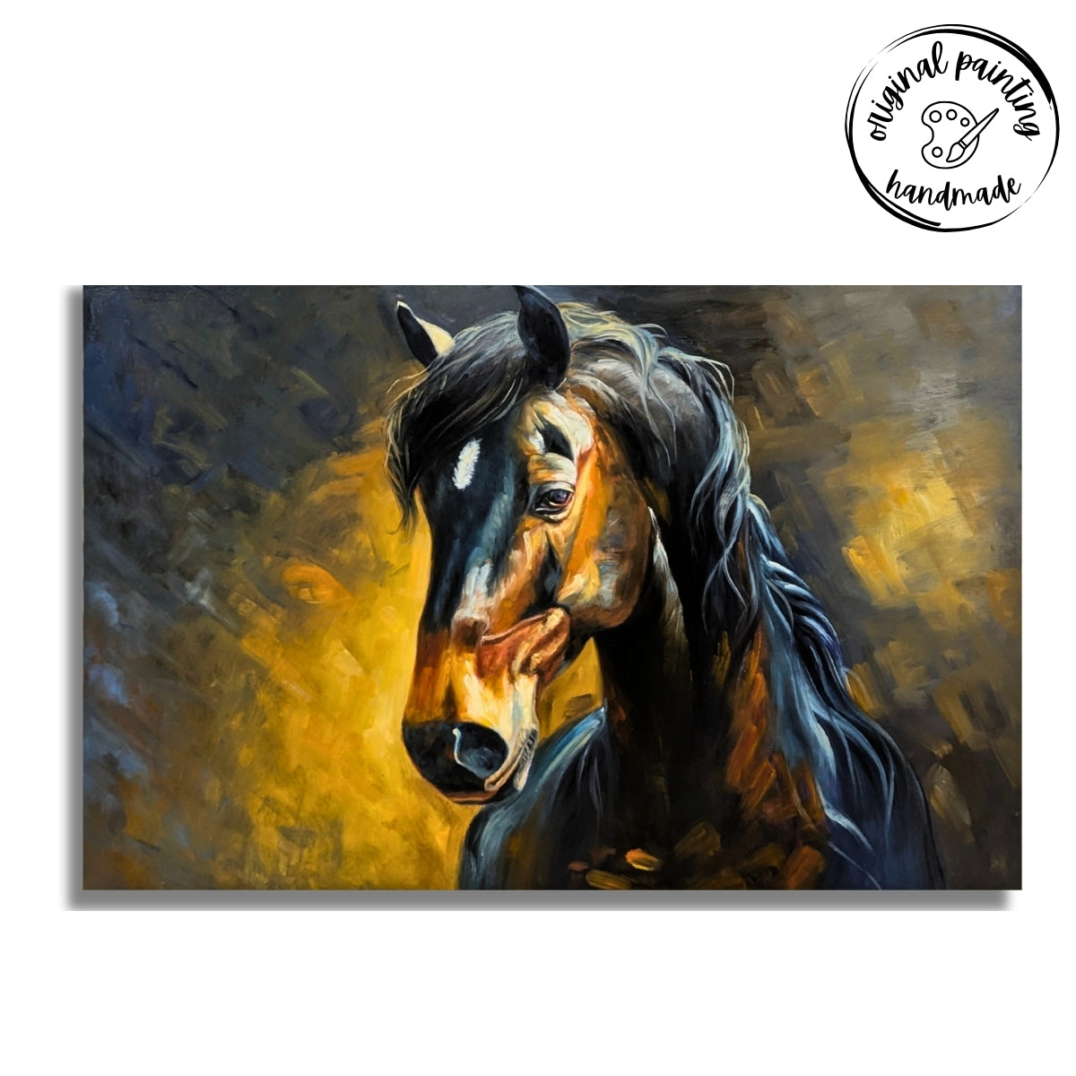 Midnight Stallion Glow (Canvas Oil Painting - 120X80 cm)