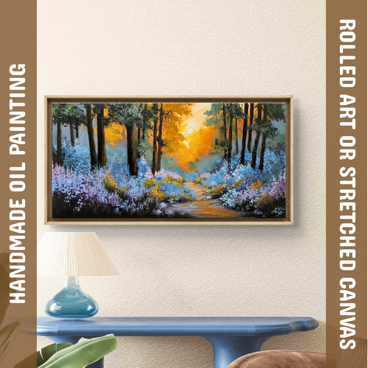 Sunlit Forest Path (Canvas Oil Painting - 100X50 cm)