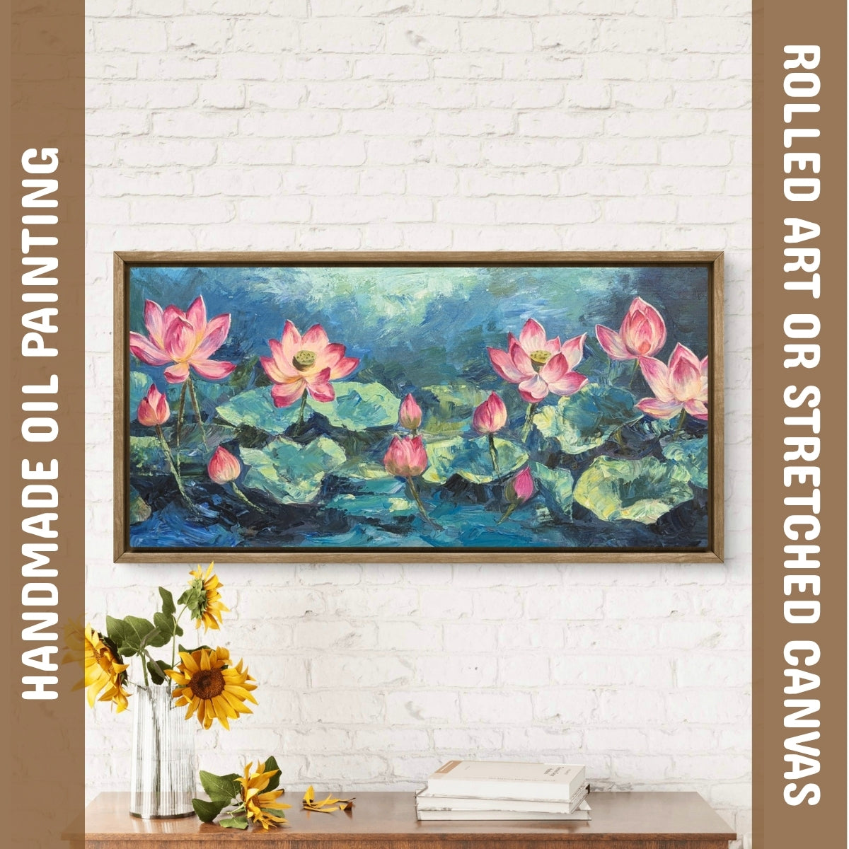 Lotus Twilight (Canvas Oil Painting - 100X50 cm)