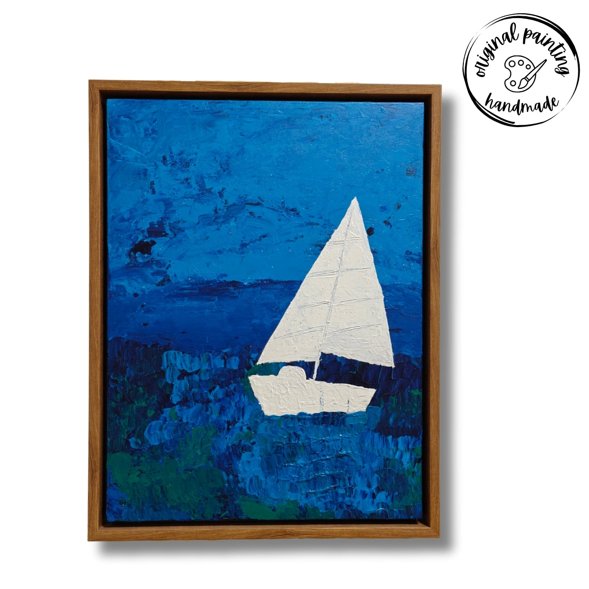 Lost at Sea by Raman Singh (Acrylic Painting on Canvas - 18X24 inches with Floating Frame)