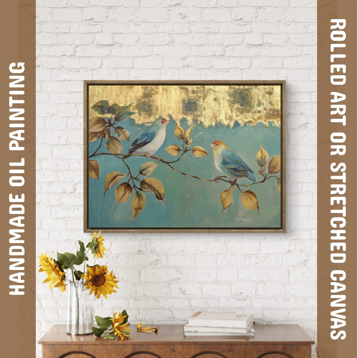 Birds on a Gilded Branch (Canvas Oil Painting - 80X60 cm)
