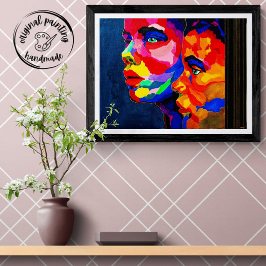 Chromatic Companion Handmade Canvas Painting (16X12 inches)