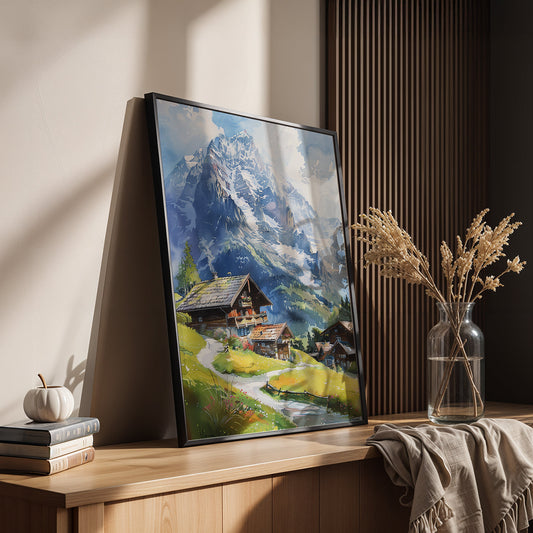 Europeal Alps Artwork in a Lifestyle Setting