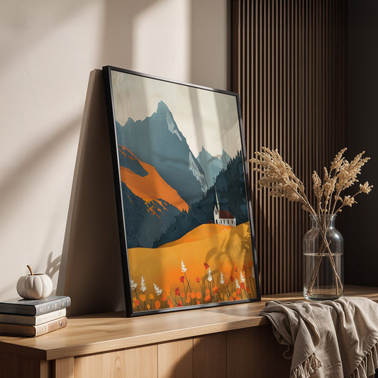 Europeal Alps Artwork in a Lifestyle Setting