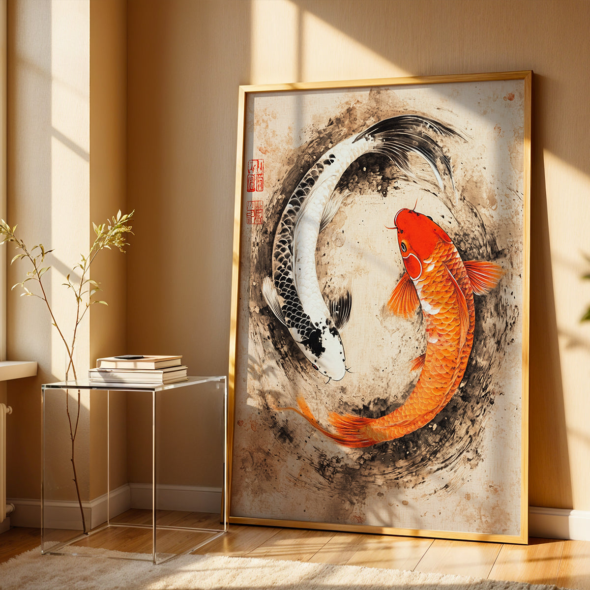chinese fish sun art box Chinese Koi Fish - Feng Shui Paintings