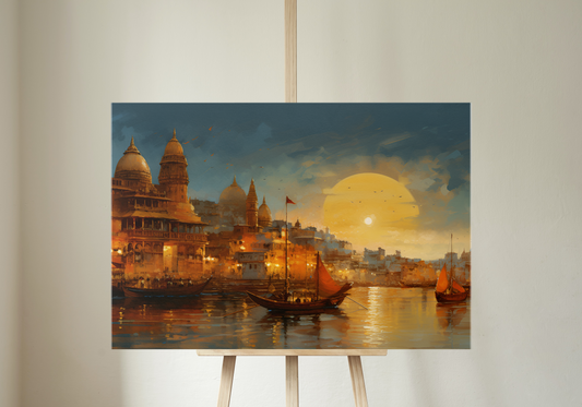 Ganga Aarti by Panoramic India (Mounted Canvas Art)