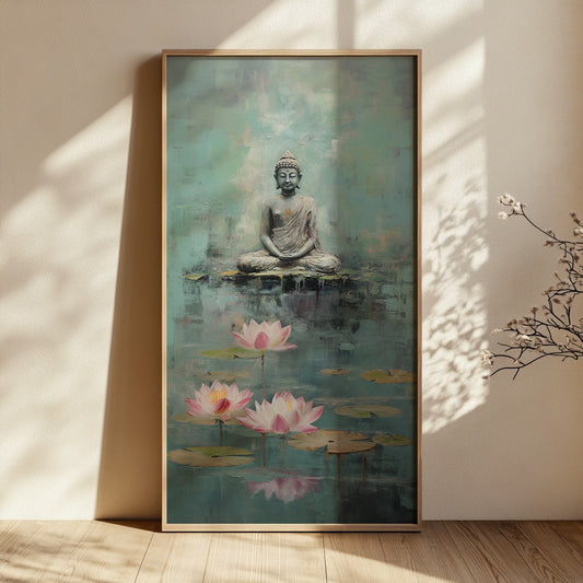 Lord Buddha & the Teal Lotus Pond by TravelArty