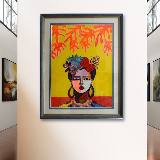 Vibrant Hues of Frida Kahlo by Anannya Mohapatra (Canvas Painting - 18X22 inches)