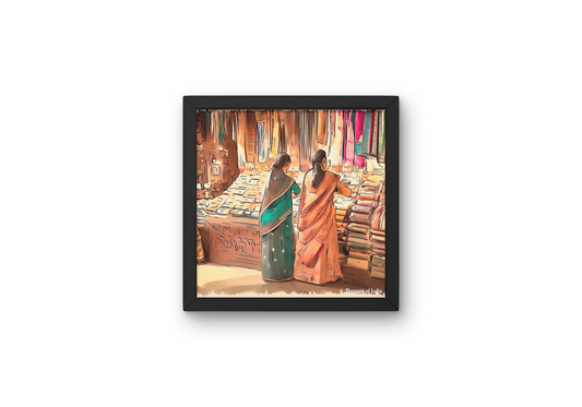Saree di Hatti by Bazaars of India (Framed Art Print)