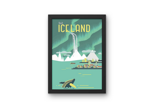 Vintage Iceland Port Travel Art Painting