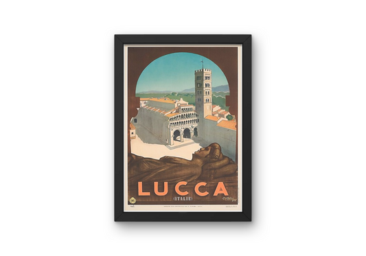 Vintage Lucca Travel Art Painting