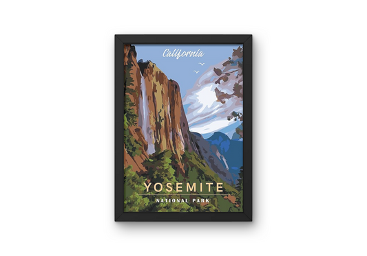 Vintage Yosemite Park Travel Art Painting