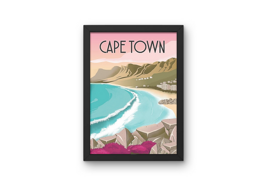 Vintage Cape Town Beach Travel Art Painting