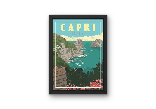 Vintage Capri Port Travel Art Painting