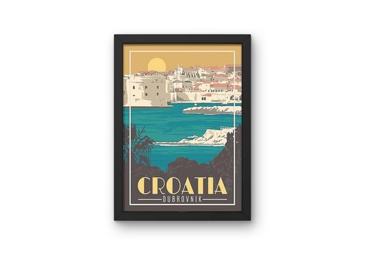Vintage Dubrovnik Travel Art Painting
