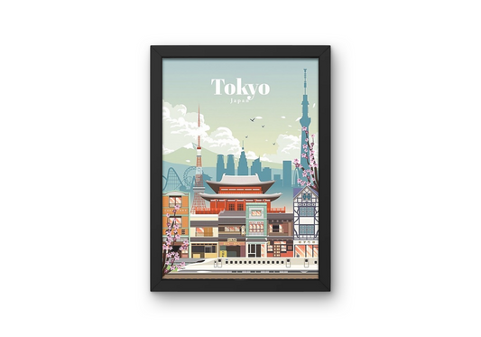 Vintage Tokyo City Travel Art Painting