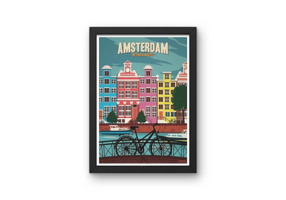 Vintage Amsterdam Cycling Poster