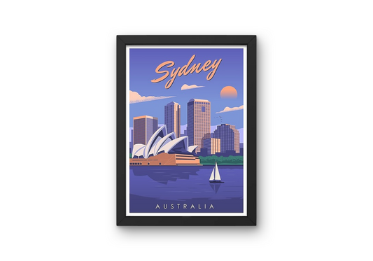 Vintage Sydney Harbour Travel Art Painting