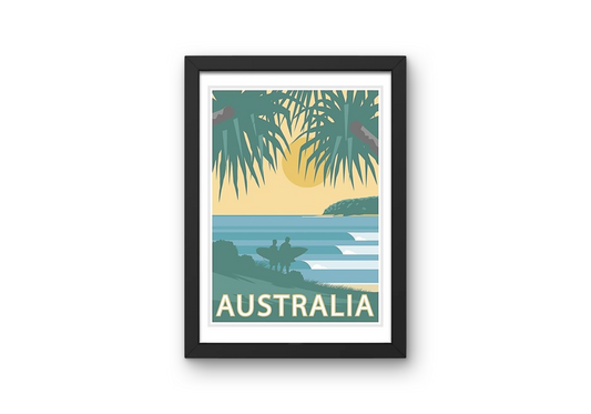 Vintage Australian Beach Travel Art Painting