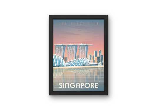Vintage Singapore Bay Travel Art Painting