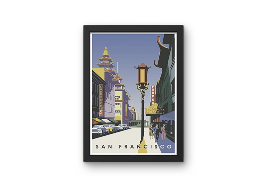 Vintage Sanfrancisco City Lanes Travel Art Painting