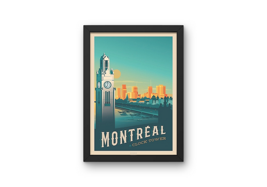 Vintage Montreal Clocktower Travel Art Painting