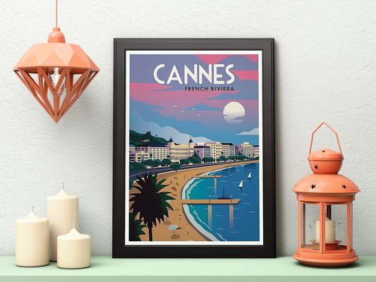 Vintage Cannes Coast Poster