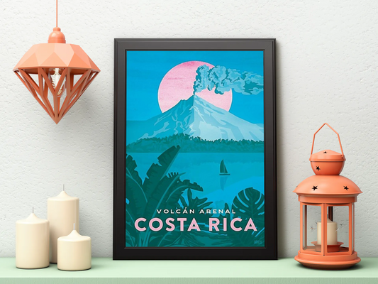 Vintage Costa Rica Volcano Poster