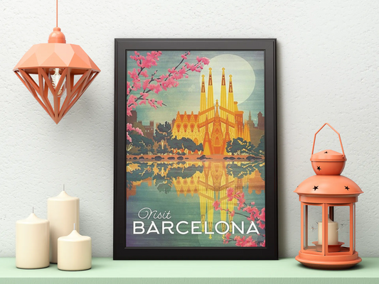 Vintage Barcelona Sagrada Familia Poster