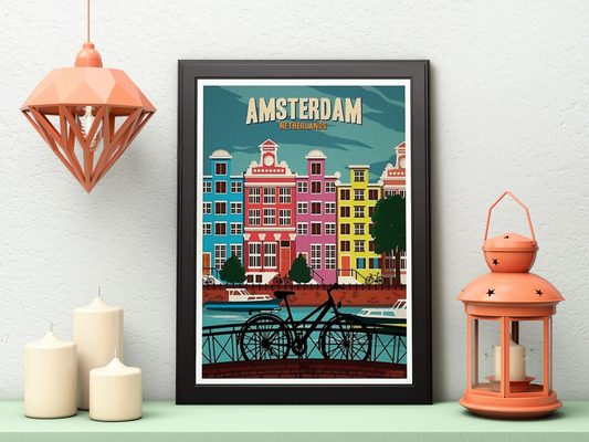 Vintage Amsterdam Cycling Poster