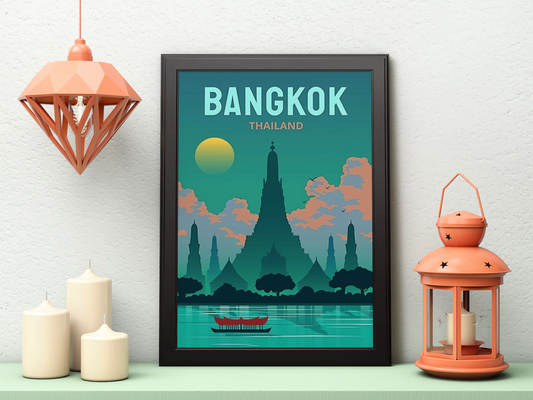 Vintage Bangkok River Chao Phraya Poster