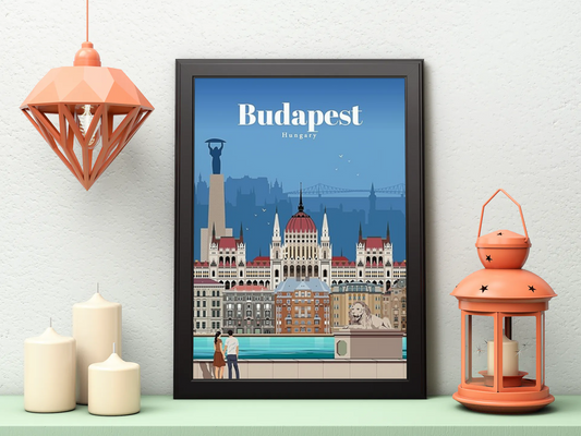Vintage Budapest Parliament Poster