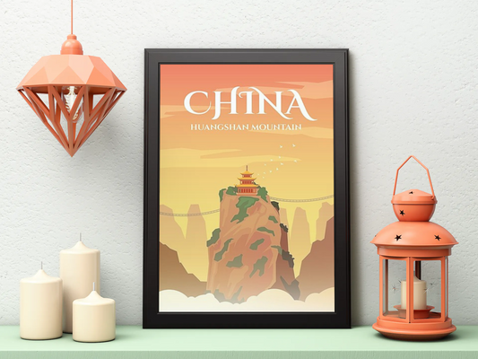 Vintage Chinese Mountains Poster