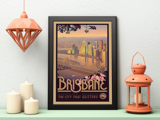Vintage Brisbane City Poster