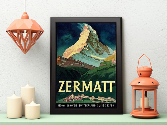 Vintage Zermatt Mountain Poster