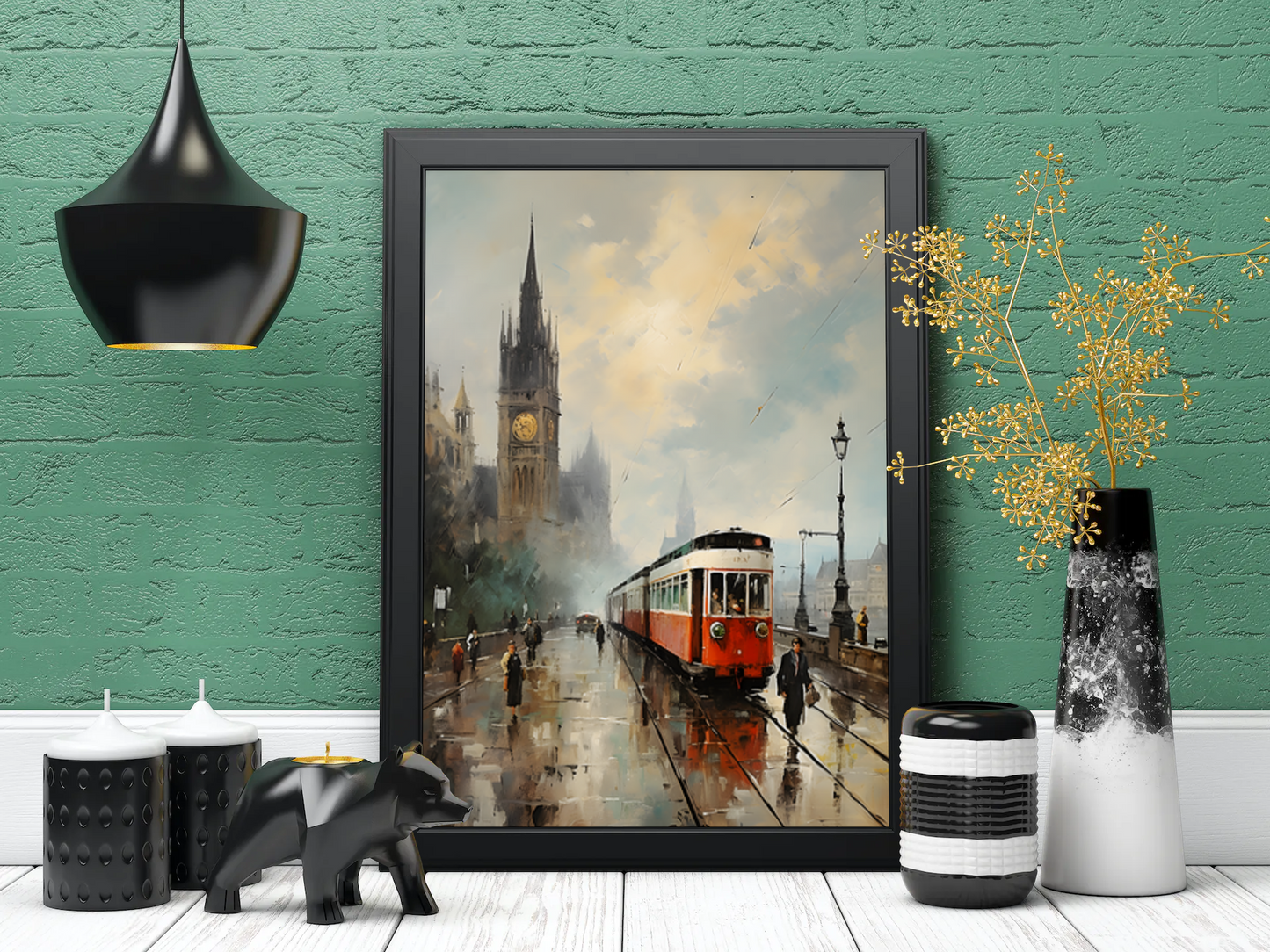 Westminster Tram by Vintage London (Framed Art Print) - Deal