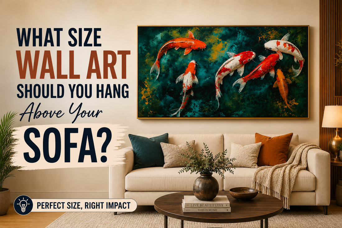 what size wall art should you hang above your sofa