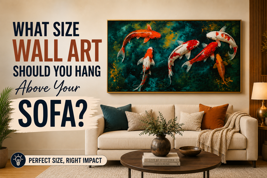 what size wall art should you hang above your sofa