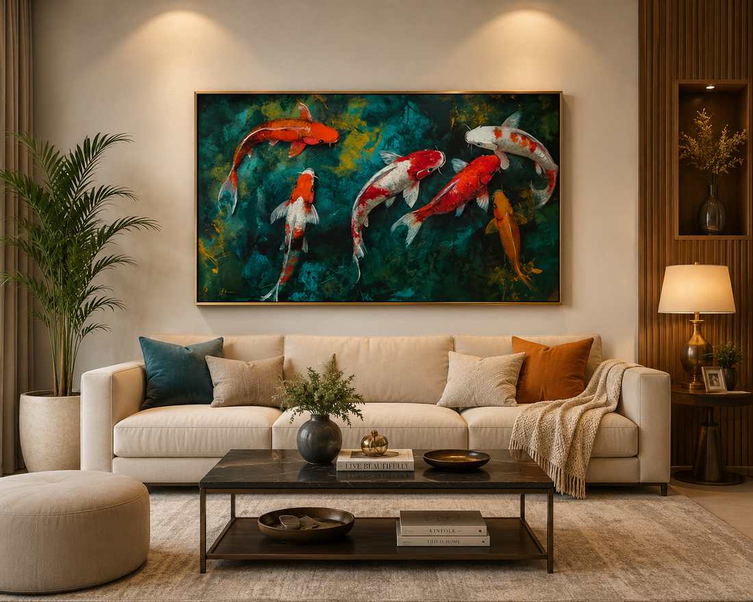 koi fish painting feng shui meaning prosperity wealth and positive energy for home decor