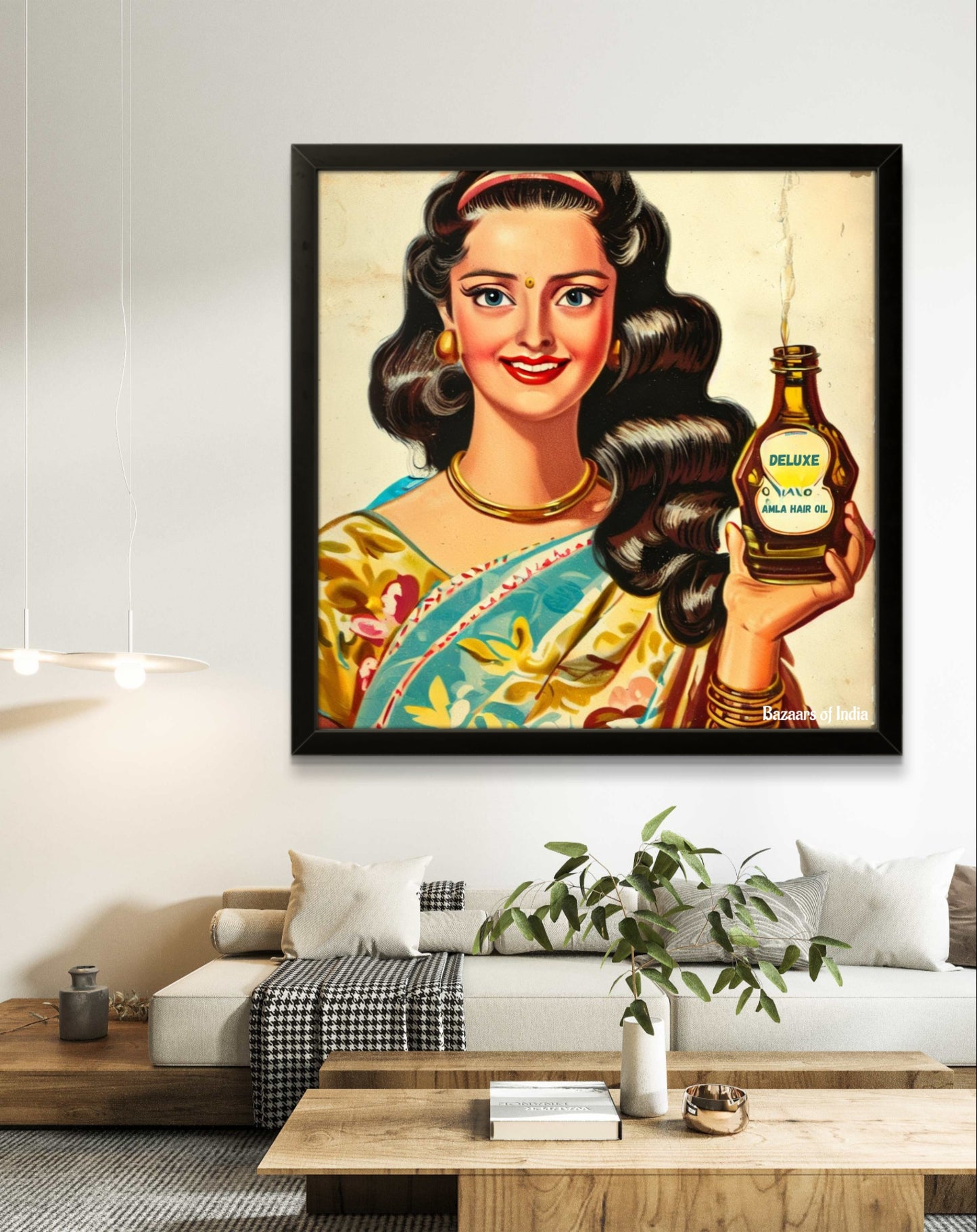 Vintage Hair Oil Ad by Bazaars of India (Framed Art Print)