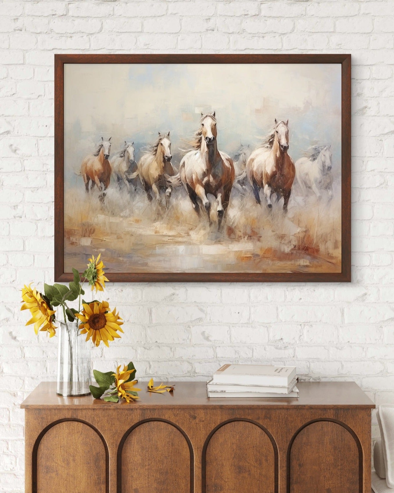 Buy Wall Art Rustic Seven Running Horses Painting by TravelArty