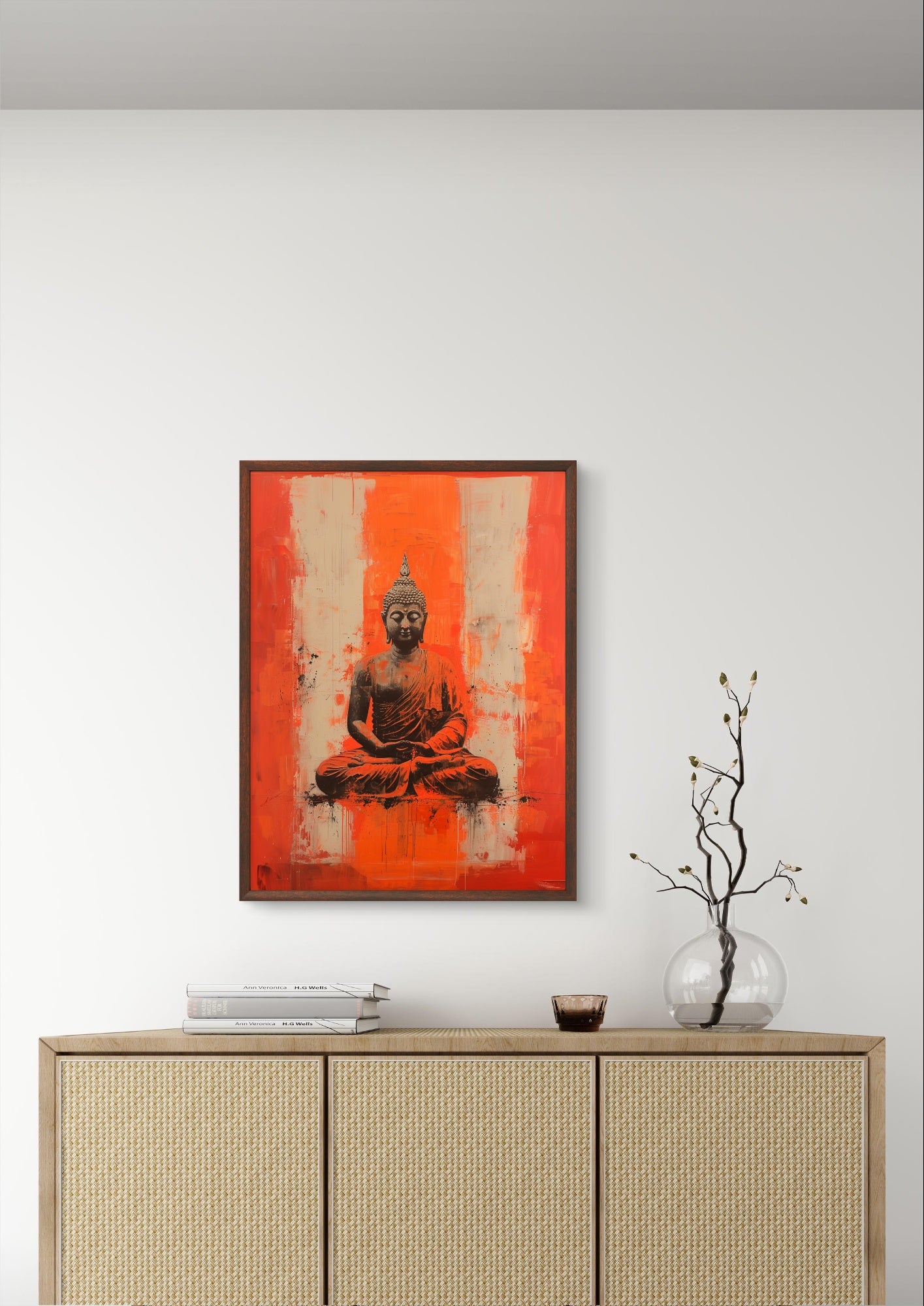 Buy Wall Art Orange Abstract Buddha by TravelArty