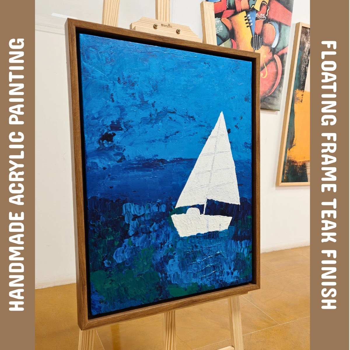 Lost at Sea by Raman Singh (Acrylic Painting on Canvas - 18X24 inches with Floating Frame)