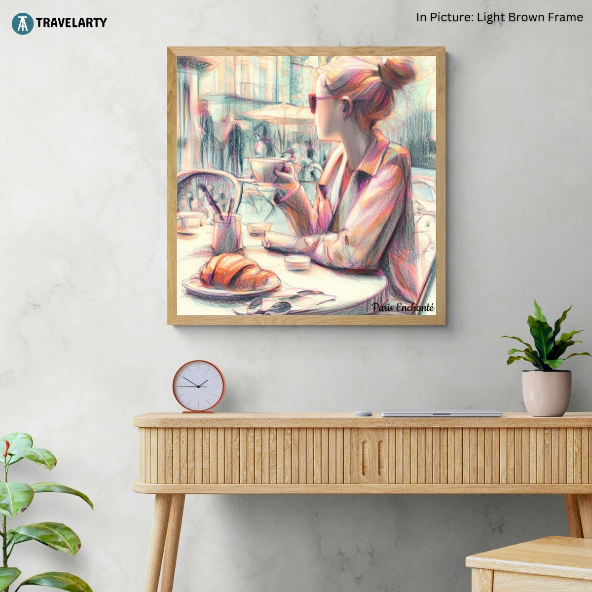 Girl and the Croissant Wall Art Painting