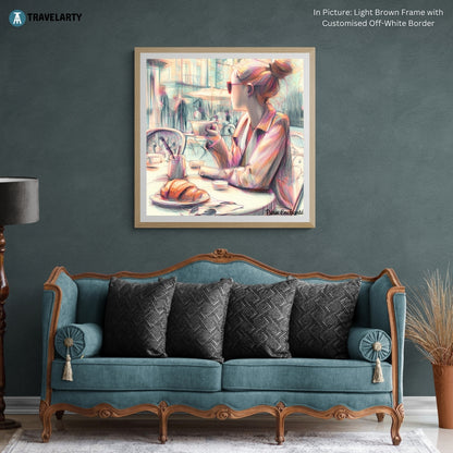 Girl and the Croissant Wall Art Painting